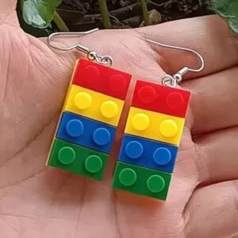 Cute Colorful Building Blocks Earrings For Women